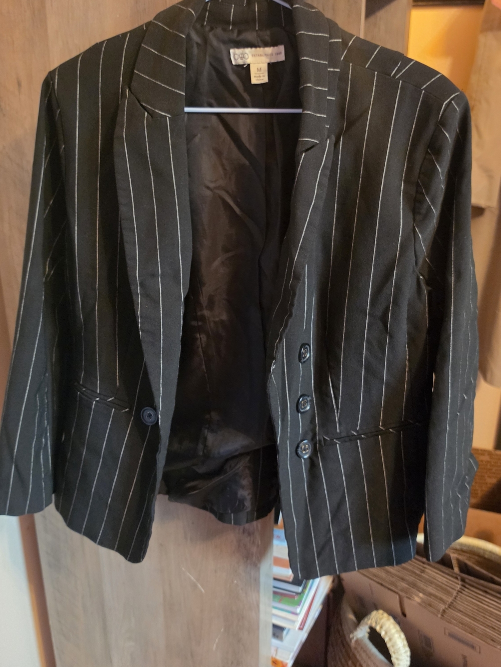 Black Pinstripe Blazer - Classic Tailored Jacket